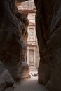View from Siq on entrance of City of Petra, Khazneh