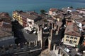 View of Sirmione downtown from tower`s castle Royalty Free Stock Photo