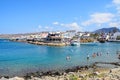 View of Sissi town and rocky beach. Royalty Free Stock Photo