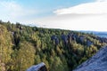 View from Skalni divadlo viewpoint in Broumovske steny in Czech republic