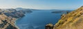 A view from Skaros Rock towards the southern end of Santorini`s caldera Royalty Free Stock Photo