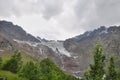 View of the Skazka Glacier, which is located in the Tsey gorge in the North Caucasus.North Ossetia Alania, Russia