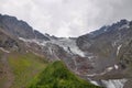 View of the Skazka Glacier, which is located in the Tsey gorge in the North Caucasus.North Ossetia Alania, Russia