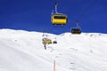 A view of ski lifts and ski piste in St Moritz Switzerland in the alps
