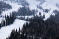 View of the ski slope. Winter in the mountains Royalty Free Stock Photo