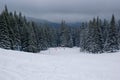 View from a skiing slope in Dragobrat, Ukraine Royalty Free Stock Photo