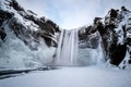 View of Skogafoss Waterfall in Winter Royalty Free Stock Photo