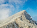 View of skolio peak in clouds Royalty Free Stock Photo