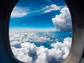 View of the sky with clouds from an airplane window Royalty Free Stock Photo