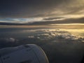 View of the sky and clouds from the airplane porthole Royalty Free Stock Photo