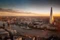 London, UK. 03-11-2018. View at south London with Tower Bridge and Shard from Sky Garden Terraces.