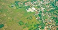 View from the sky of a landscape of rice fields and settlements Royalty Free Stock Photo