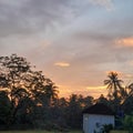 the view of the sky in the morning with beautiful colors in a village Royalty Free Stock Photo