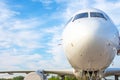 View of the sky and nose from the cockpit of the aircraft Royalty Free Stock Photo