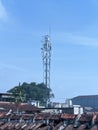 view of the sky with a tower soaring high