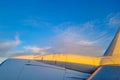 View of the sky from the window of the flying plane. Royalty Free Stock Photo