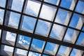 View of the sky through a wooden shaded canopy