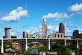 View of skyline of Cleveland, Ohio on a summer day