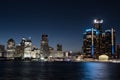 Downtown Detroit skyline at night Royalty Free Stock Photo