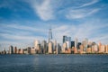 View of the skyline of the Financial District in Manhattan from Liberty State Park, New Jersey