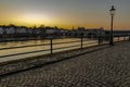 View on the skyline of Maastricht during sunset seen from the Stenenwal in Wyck Royalty Free Stock Photo