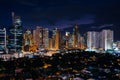 View of the skyline of Makati at night, in Metro Manila, The Phi