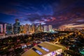 View of the skyline of Makati at night, in Metro Manila, The Phi