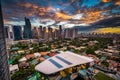 View of the skyline of Makati at sunset, in Metro Manila, The Ph
