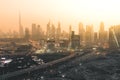 View of the skyline at sunset Dubai - UAE Royalty Free Stock Photo