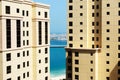 The view from skyscraper on buildings and Palm Jumeirah Royalty Free Stock Photo