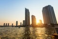 View of the skyscrapers of Bangkok with Chao Phraya river Royalty Free Stock Photo