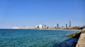 View of skyscrapers from the beach of Tel Aviv Royalty Free Stock Photo