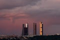 View of the skyscrapers of the business area of Madrid, Spain.