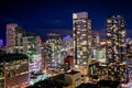 View of skyscrapers in downtown at night, in Toronto, Ontario. Royalty Free Stock Photo