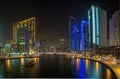 View of the skyscrapers of Dubai Marina district at night Royalty Free Stock Photo