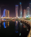 View of the skyscrapers of Dubai Marina district at night Royalty Free Stock Photo