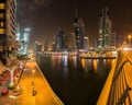 View of the skyscrapers of Dubai Marina district at night Royalty Free Stock Photo