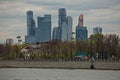 View of the skyscrapers of the Moscow City business center.