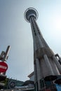 View of the Skytower from the streets of Auckland