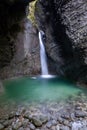 View of the Slap Kozjak waterfall in the Julian Alps of Slovenia