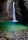 View of the Slap Kozjak waterfall in the Julian Alps of Slovenia