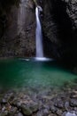 View of the Slap Kozjak waterfall in the Julian Alps of Slovenia