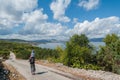 Admiring the view at Slatine village in Croatia. Europe.