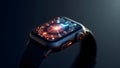 A sleek smartwatch screen showcasing futuristic interface elements