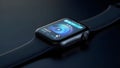 A sleek smartwatch screen showcasing futuristic interface elements
