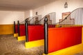 View of the sleeping box for bull inside of the plaza de toros de la real maestranza de caballeria de sevilla in the spanish city