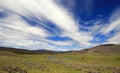 View of Slough Creek under cirrus cumulus cloudscape in the Lamar Valley of Yellowstone National Park in Wyoming Royalty Free Stock Photo