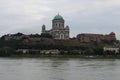 View from Slovakia across danube river to Esztergomi Basilica in Esztergom