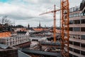 View of the big construction works at Slussen and bridges to Riddarholmen Stockholm Sweden