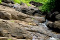 view small canal above waterfall is dry with stone Royalty Free Stock Photo